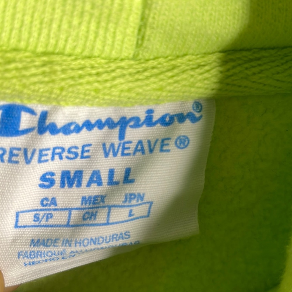 Champion Reverse Weave Neon Green Hoodie - Picture 4 of 6